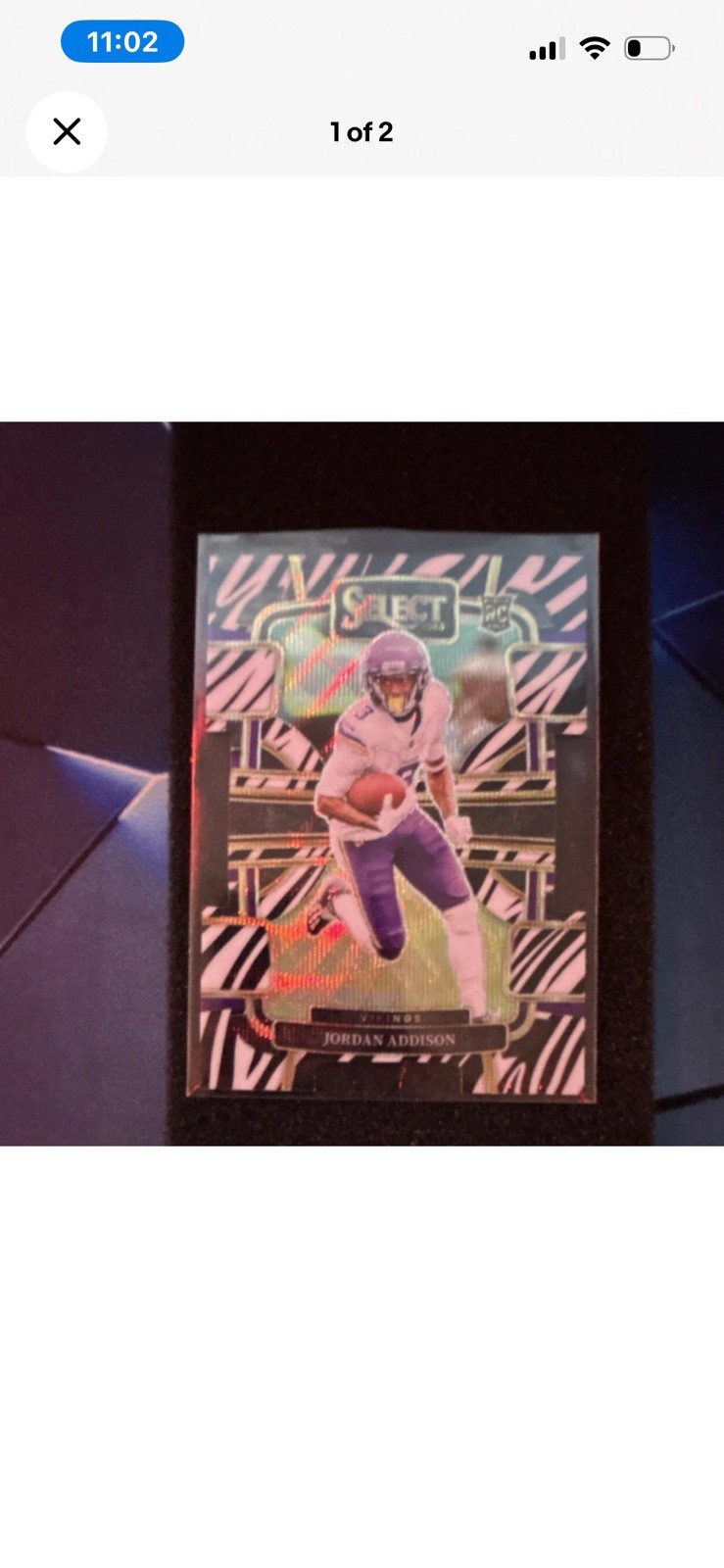 2023 Panini Select Zebra Prizm Rookie Jordan Addison #66 Minnesota Vikings