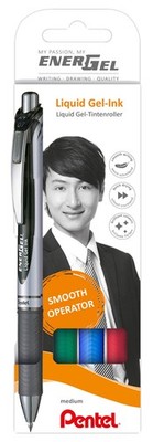 Pentel Gel-Tintenroller EnerGel XmRT 4er Set Basisfarben