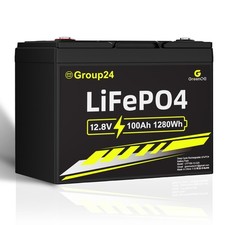 GreenOE 12V 100Ah LiFePO4 Battery Group 24 With Built-in 100A BMS For RV Home