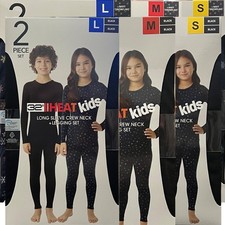 32 Degrees Kids' Heat 2 Piece Set Black, Navy Snowflake Thermal Moisture Wicking