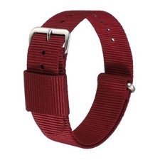 18mm Nylon Watch Bands Single Stripe Quick Release with Silver Pin Wine Red