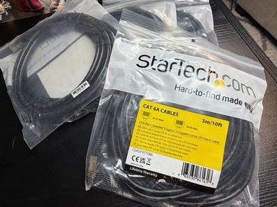StarTech Cat6a Ethernet Cable 10ft Shielded STP RJ45 10Gb Network LAN New 