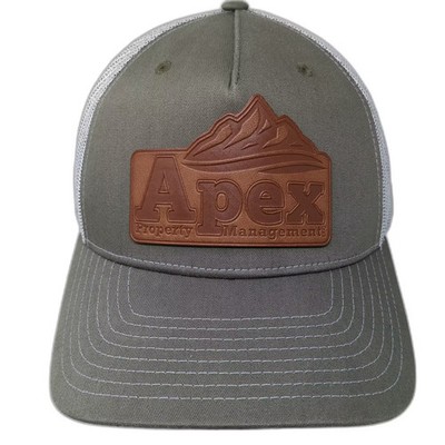 Richardson Trucker Hat Green Gray OS Apex Property Management Patch Snapback Cap