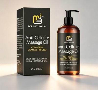 M3 Naturals Anti Cellulite Massage Oil Infused with Collagen & Stem Cell 8 fl oz