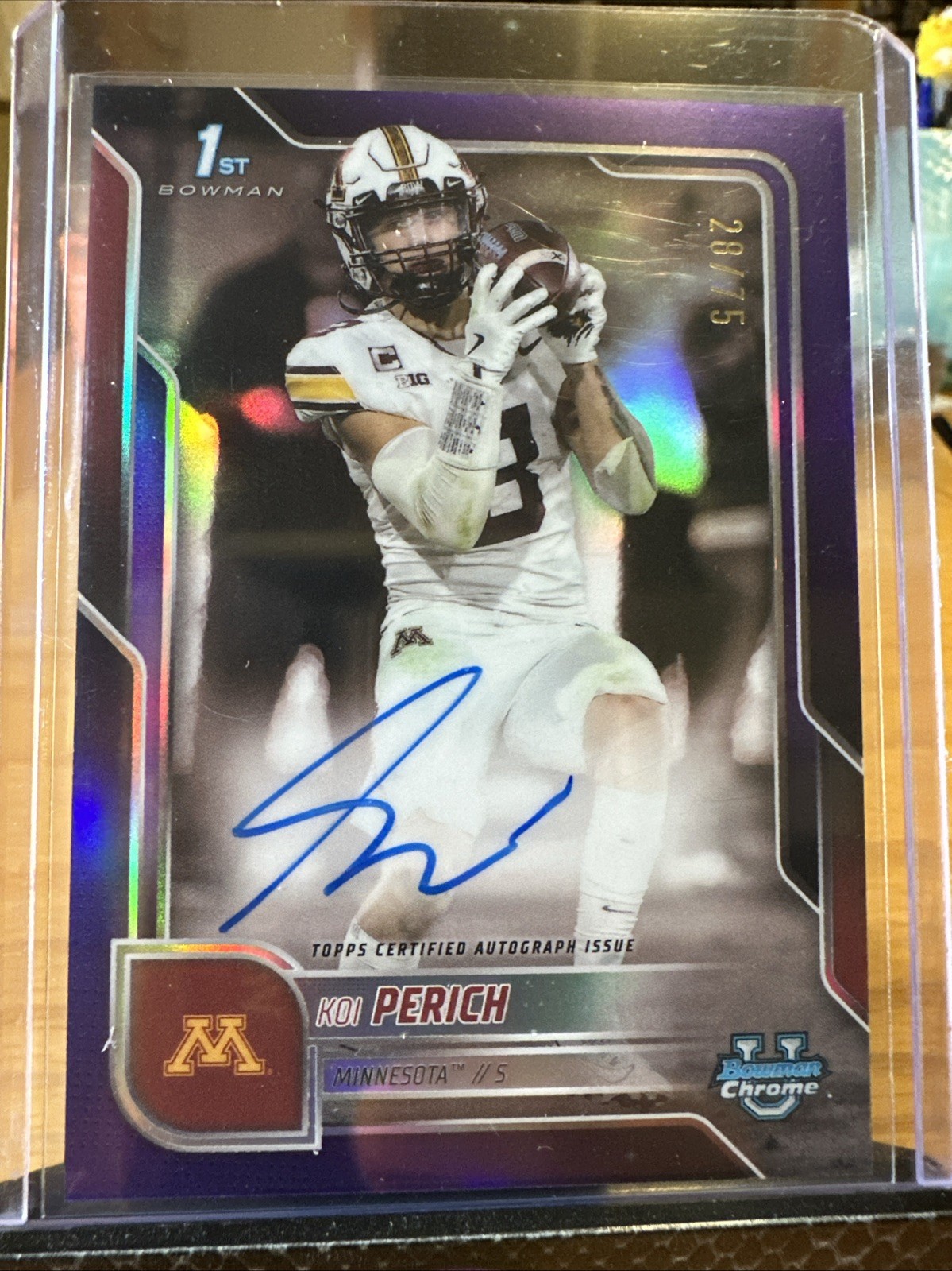 2025 Bowman Chrome U Koi Perich 1st Purple Refractor Auto /75 Minnesota