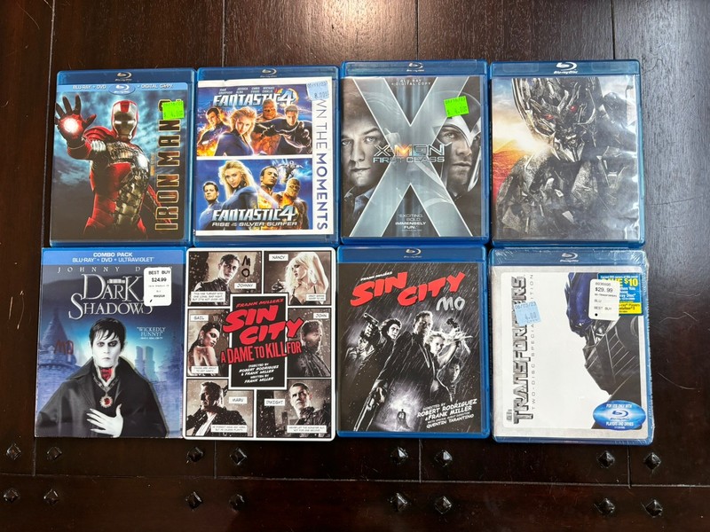 LOT of 8 BLU RAY DVD Movies Action Sin City Marvel Transformers READ DESCRIPTION