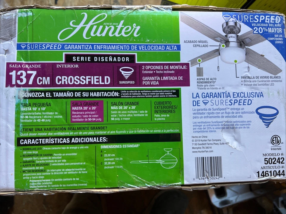 Hunter Crossfield 54-in Surespeed Ceiling Fan Light Light #50242 - Image 2 of 3