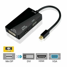 LOT Thunderbolt/Mini Display Port/DP to VGA/HDMI/DVI Multi Port Adapter Black