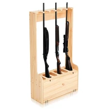 Gun Rack 6 Gun w/Storage Wood Gun Storage Display Rack Solid Pine Standing Gun