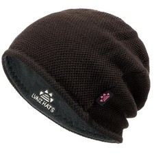 Warm Fleece Lined Beanie Hat for Men Women - Reversible Windproof Knit