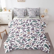 Feelyou Camo Comforter Set Sheets 7 Piece Twin Size Green Brown Camouflage