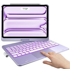 Light Purple 360  Rotatable Touch Keyboard Case for iPad Pro 11" with Trackpad