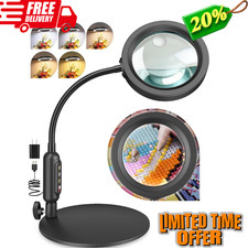 30X 10X Magnifying Glass with Light and Stand, 5 Color Modes Stepless Dimmable,