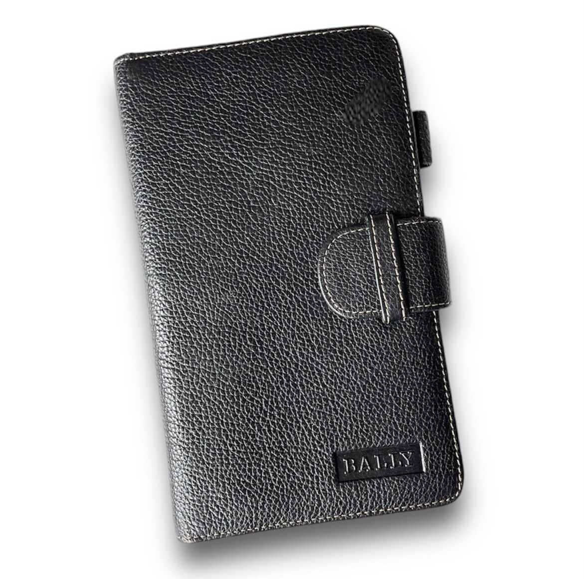 Bally Vintage Black Pebble Leather Passport Holder-image