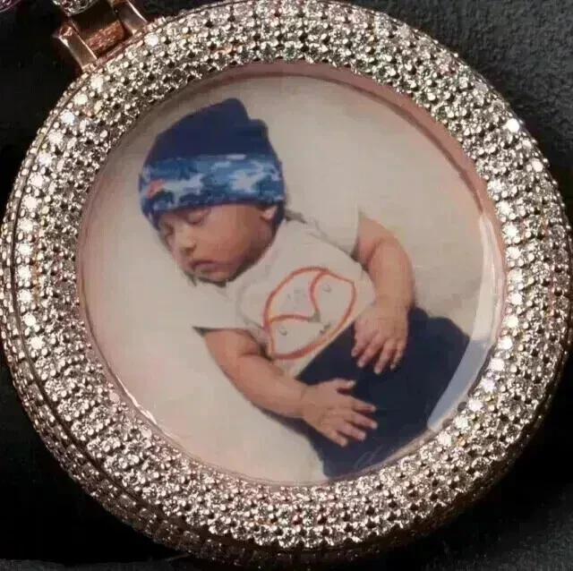 3Ct Round Cut Moissanite Men's Custom Memory Pendant 14K Rose Gold Plated Silver - Image 3 of 4