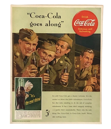1942 Coca Cola WW II Advertisement Military Service Men Coke Sprite Vtg Print AD
