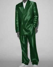 Men's Satin Suits Prom 2025 Full Male Double-breasted Two-piece Elegant Wedding