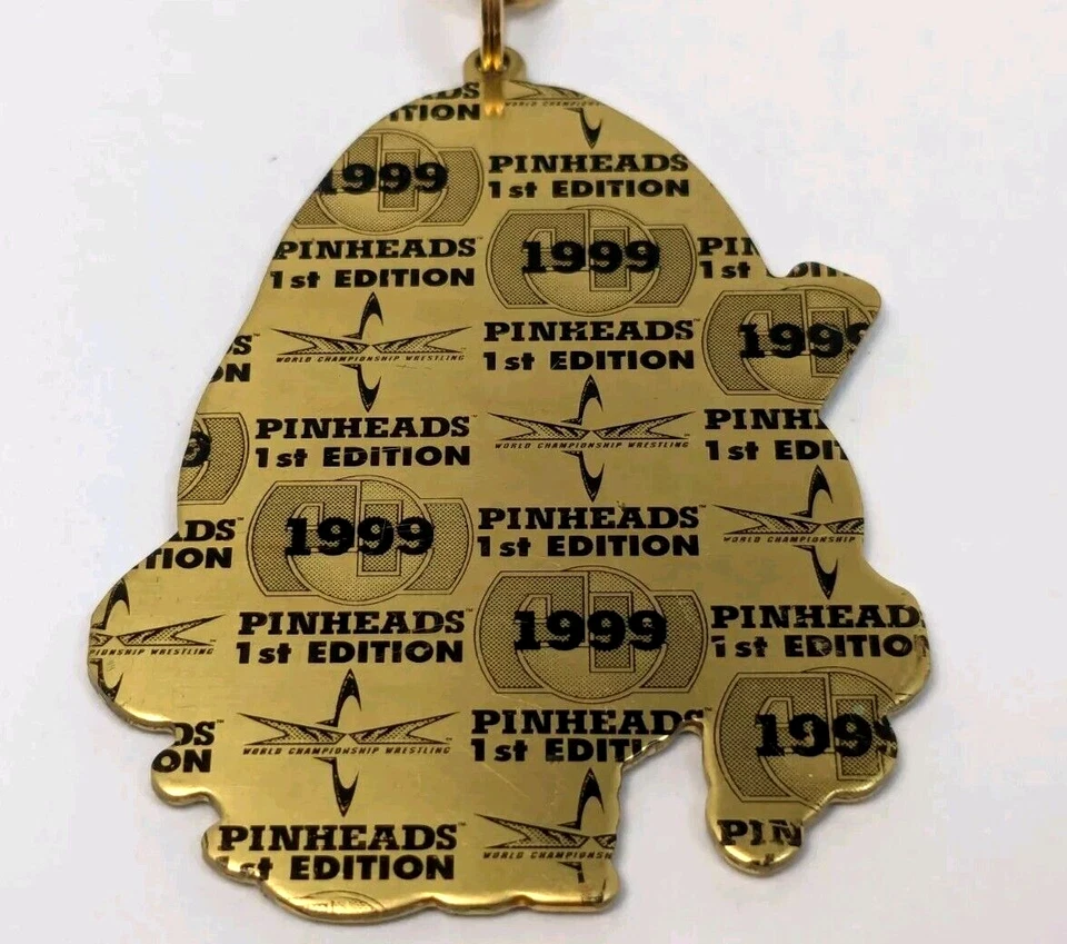 Llavero de lucha libre WCW NWO Sting 1999 cabezas de alfiler 1ª edición tono dorado Foto 4 de 4