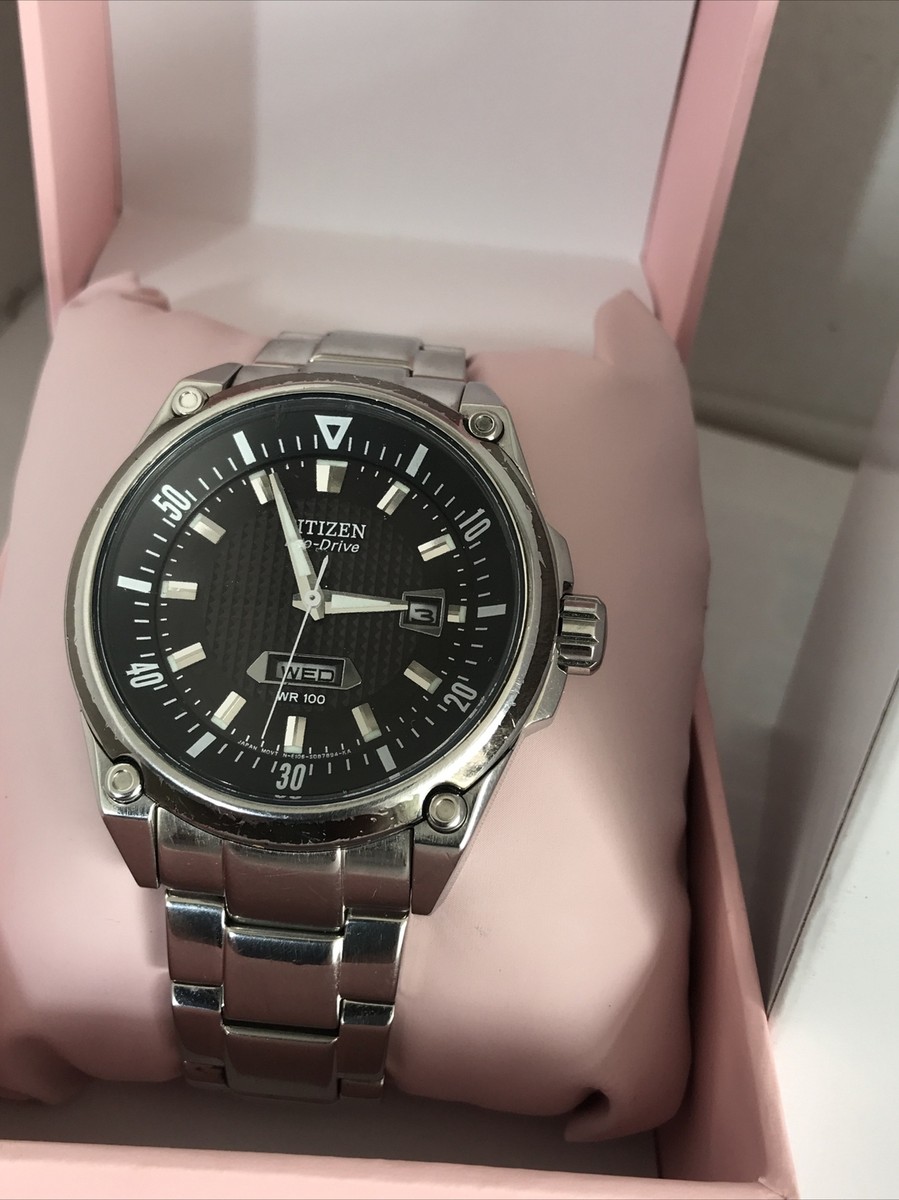 Citizen Men's Eco-Drive Black Dial Stainless Steel Bracelet Watch