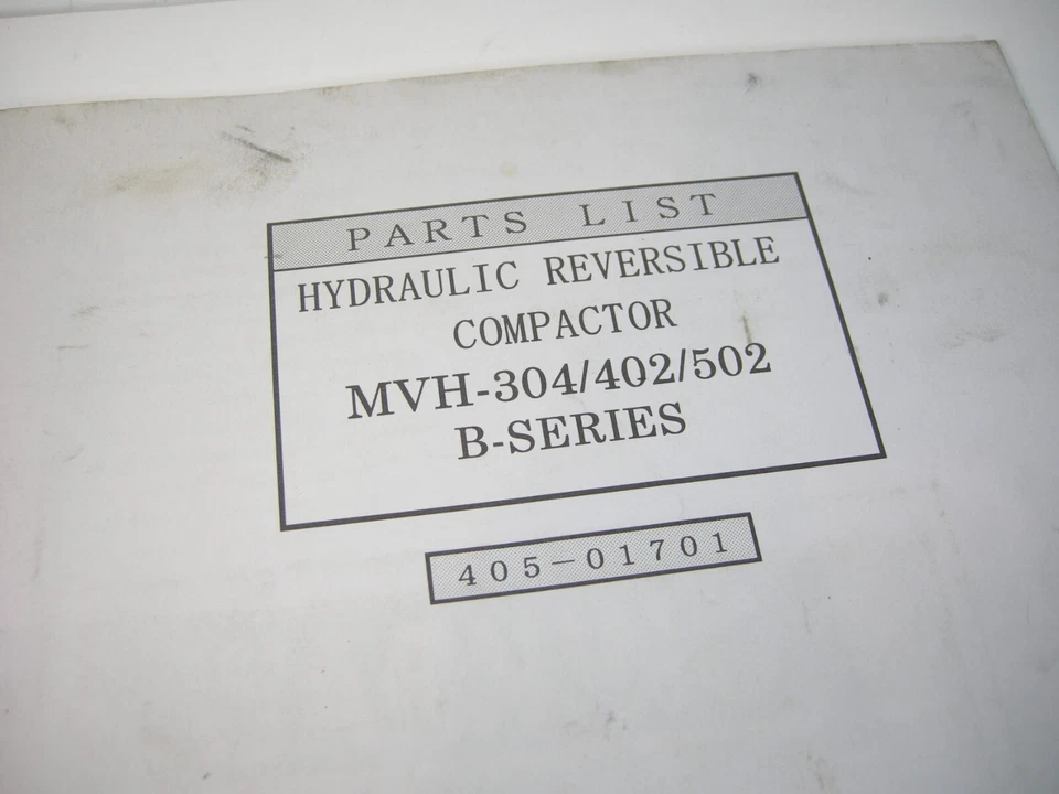 Compactador hidráulico Mikasa Sangyo MVH304 MVH402 MVH502 B Series manual de peças - Imagem 2 de 4