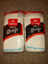 New 90s 6 Pairs Vtg 1997 Hanes Mens Underwear Briefs White 2x Packs 3 44 XL Boys