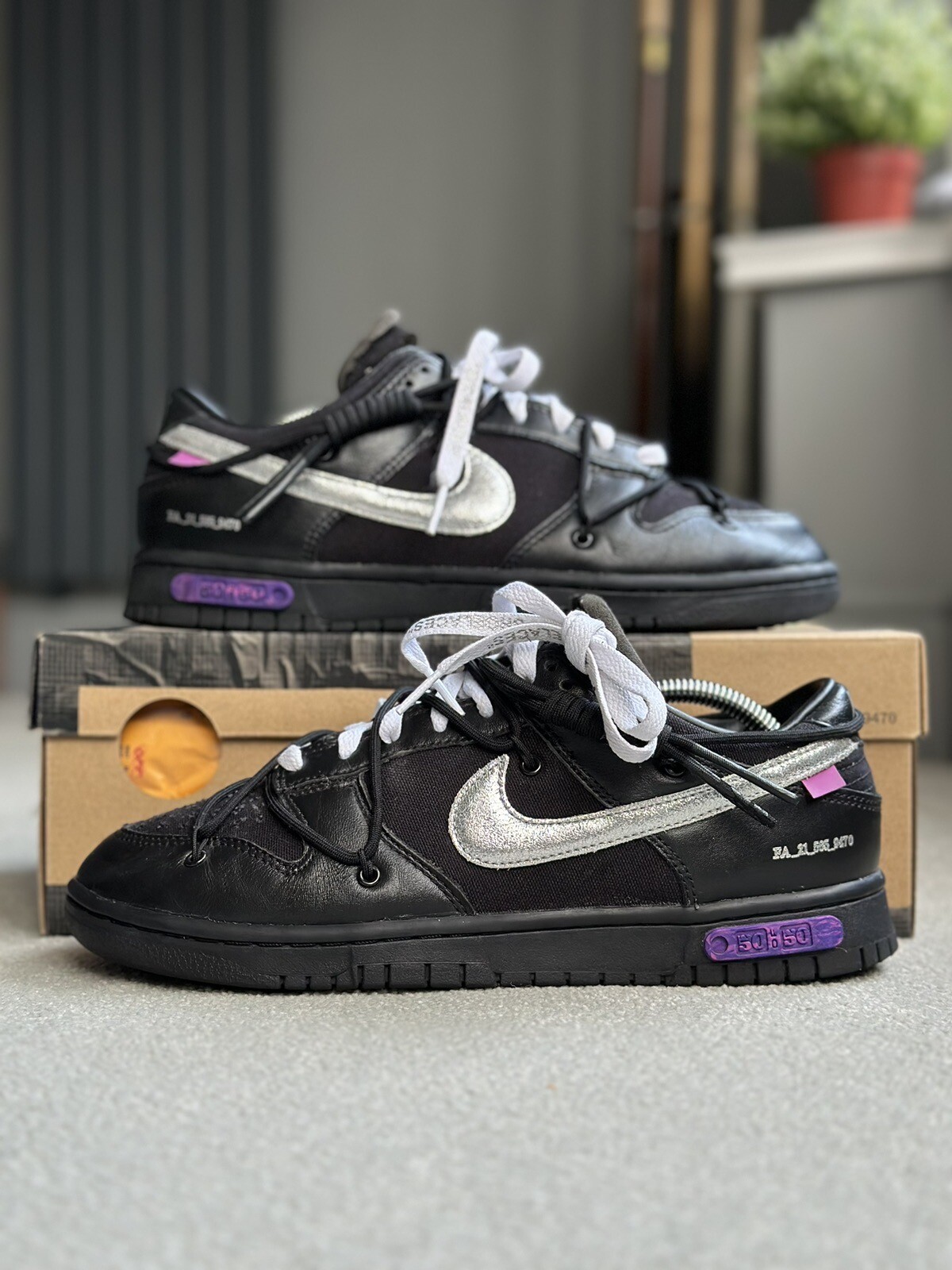 OFF WHITE X NIKE Nike Dunk Low x Off White ""Lotto 50"" UK 8 5 US 9 5 BUONE CONDIZIONI