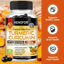 Curcumin Ginger + Black Pepper Joint Pain Maximum Strength 30to120 Capsules