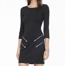 Black Express Bodycon Stretchy Dress - Women's Size S With Zippers