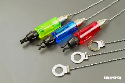 TACKLE SHOP HEINZ 3x Bissanzeiger rot gelb blau Hanger Swinger Hängebissanzeiger Indicator Bobbin