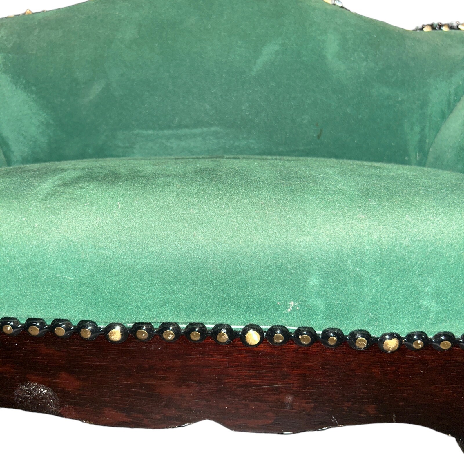 ELEGANT DOLL COUCH VICTORIAN STYLE DEEP Green UPHOLSTERY TACKS Vintage eBay