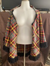 Vintage tartan plaid cape wool blend Celtic With Fringe Handmade Poncho