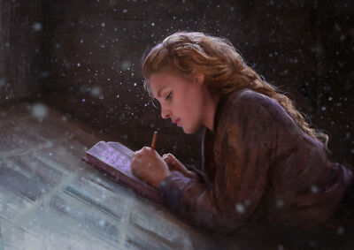 Anime magic snow books blonde fantasy art mandy jurgens Custom Gaming Mat Desk