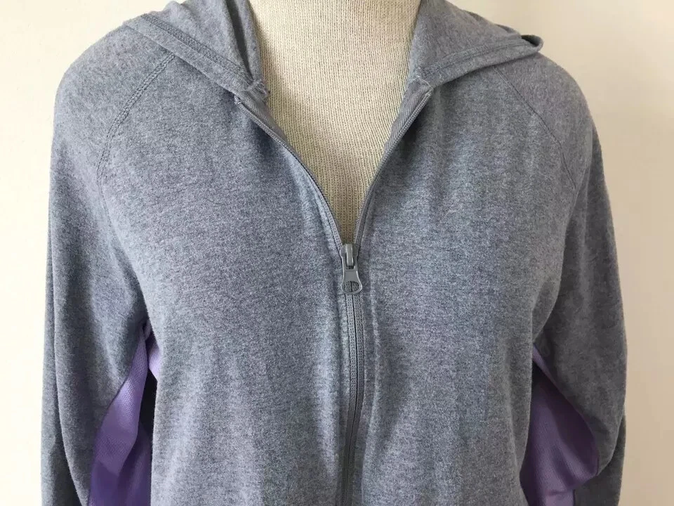 Pro Spirit Chaqueta Sudadera con Capucha Talla XL Manga Larga 2 Bolsillos Gris Morado Cremallera Completa Foto 2 de 4