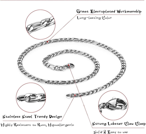 Chain Stainless Steel Curb Nice Necklace Neck Link For Men (5mm, 24 Inches ) - Picture 2 of 6