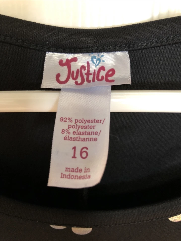 Vestido elegante de vacaciones Justice Girls talla 16 negro con lunares plateados Foto 3 de 4