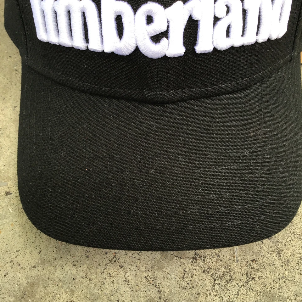 NWT Timberland Snapback Black Embroidered Baseball Hat Cap Large Print Logo - Image 2 of 4