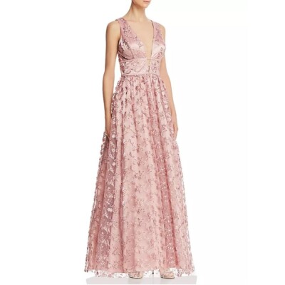 Avery G Womens 2 Light Pink Pearl Floral Lace Sleeveless Gown Dress NWT BT40