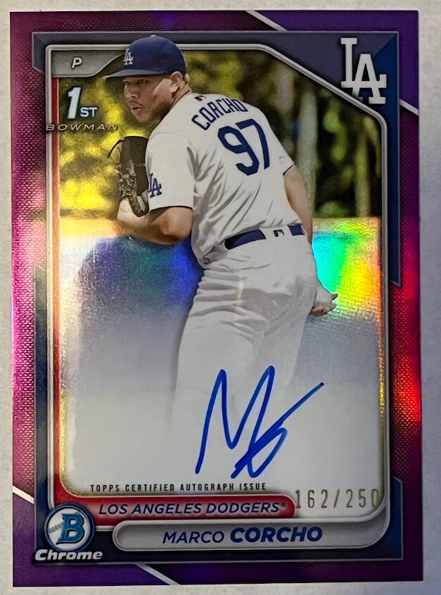 2024 Bowman Chrome Baseball MARCO CORCHO 1st Bowman Purple Auto /250