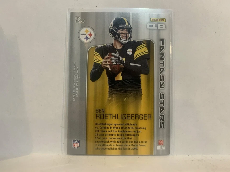 #FS-3 Ben Roethlisberger Pittsburgh Steelers 2019 Score Football Card MC - Image 2 of 2