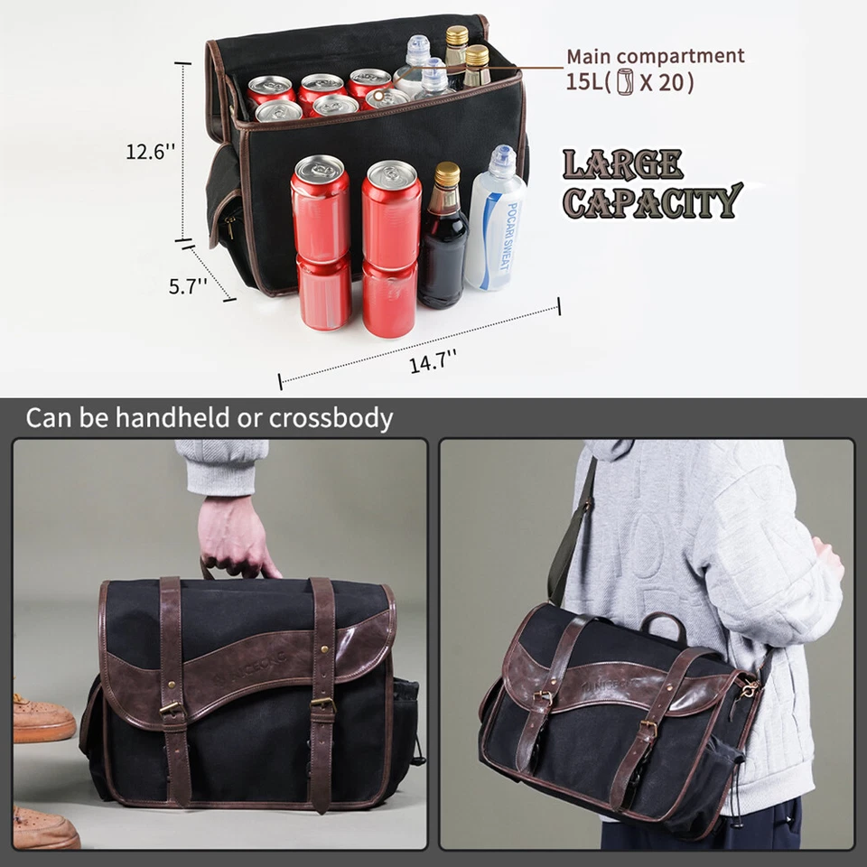 Universal Motorcycle Saddlebags Canvas Leather Side Bags For Harley Honda Suzuki Foto 3 de 4