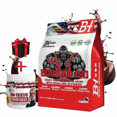 Gorilla ISO Protein 5k Schoko +Free Nano Creatine Muscle Growth Black Hammer USA