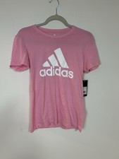Adidas Women  s Pink Logo T-Shirt Small  Classic Athleisure Tee NWT