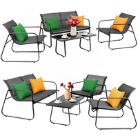 4-Teiliges GartenmöBel-Set Anthrazit Mit Tisch, Sofa Und 2 Sesseln