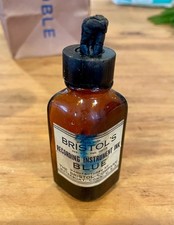 Vtg Bristol's Recording Chart Recorder Ink Bottle W/ Original Tube Box Blue