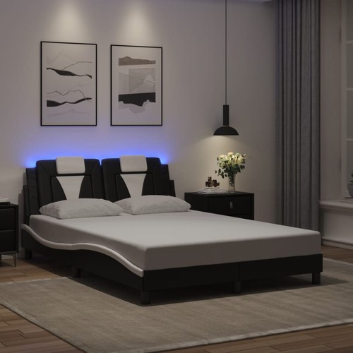 Bedframe "Viana" met LED zonder matras kunstleer wit en zwart 90x190 cm vidaXL - Afbeelding 5 van 96