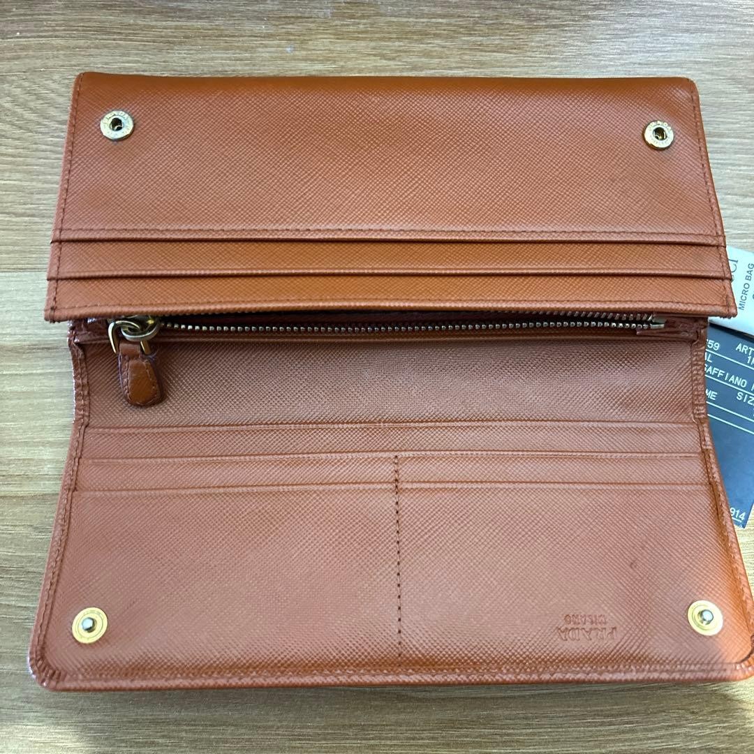 PRADA 1M1132 Saffiano Leather Long Wallet RAME Orange 19x9cm With Box Guarantee thumbnail 5