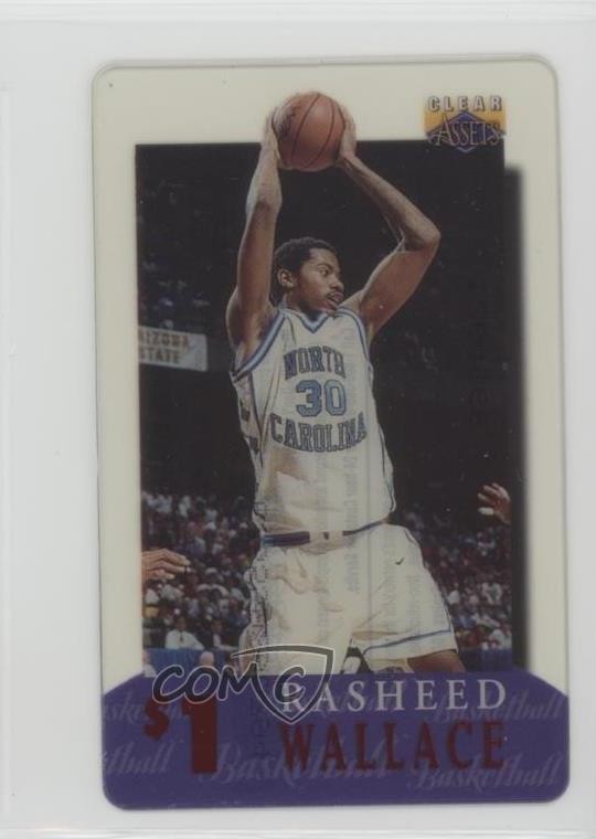 1996 Clear Assets Phone Cards $1 Rasheed Wallace #28 9qa