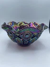 Vtg. LE Smith Cranberry Tone Quintec Carnival Glass Centerpiece Bowl  10.25”