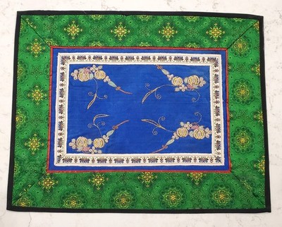 Unique Vintage Chinese Silk Embroidered Beaded Decorative Wall Panel