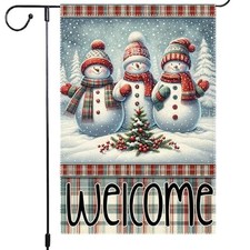 Welcome Snowman Garden Flag 12x18 Inch Double Sided Winter 2025-RMQ-854
